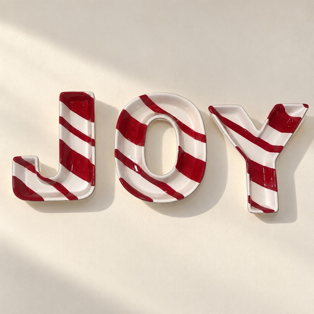 Candy Cane JOY Ceramic Trinket Dishes